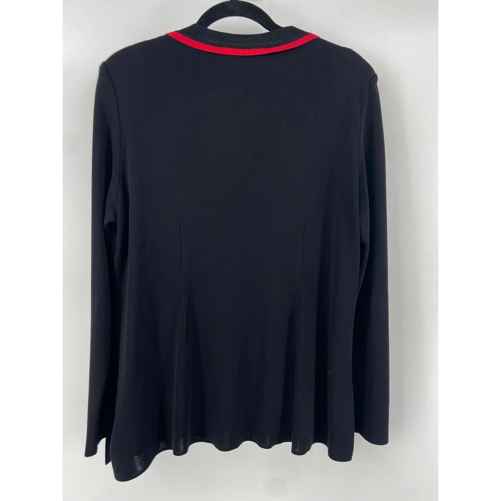 Misook Cardigan Twin Set Women Medium Black Classic Office‎ Designer Knit Preppy